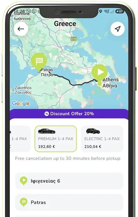 Η εφαρμογή Scoot δείχνει την τιμή της διαδρομής