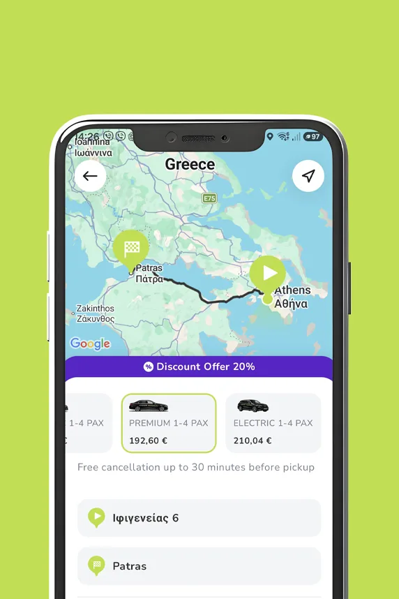 Η εφαρμογή Scoot με τη διαδρομή Πάτρα - Αθήνα